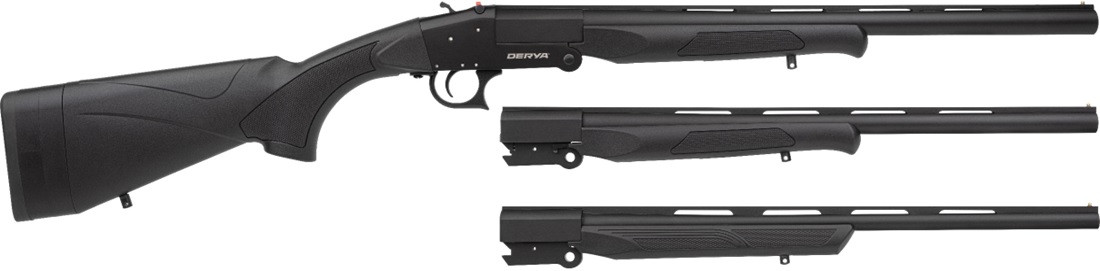 Derya Single SS-TRI 12 / 20 / .410 Gauge, 2-3/4" & 3", 20" Barrel, Black Synthetic Stock