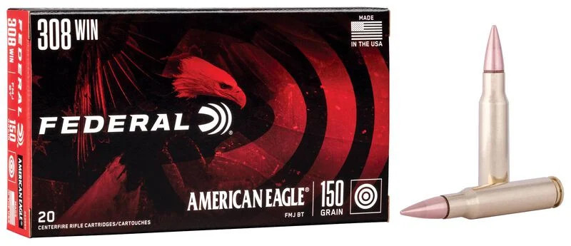Federal American Eagle 308 Win 150 Gr Full Metal Jacket, 20 Rounds