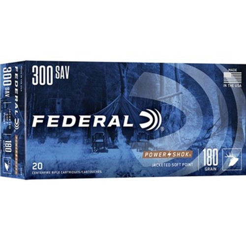 Federal Power-Shok .300 Savage 180 Gr Jacketed Soft Point Ammunition, 20 Rounds