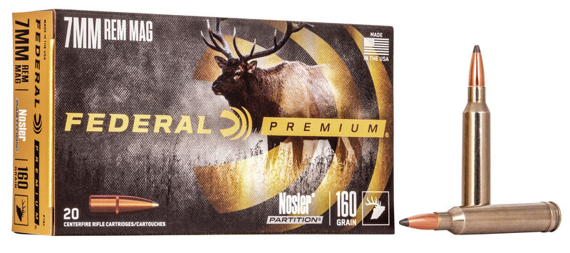 Federal Premium 7mm Rem Mag 160 Gr Nosler Partition, 20 Rounds