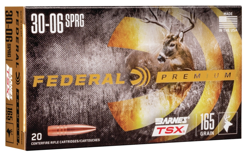 Federal Premium 30-06 SPRG 165 Gr Barnes TSX Ammunition, 20 Rounds