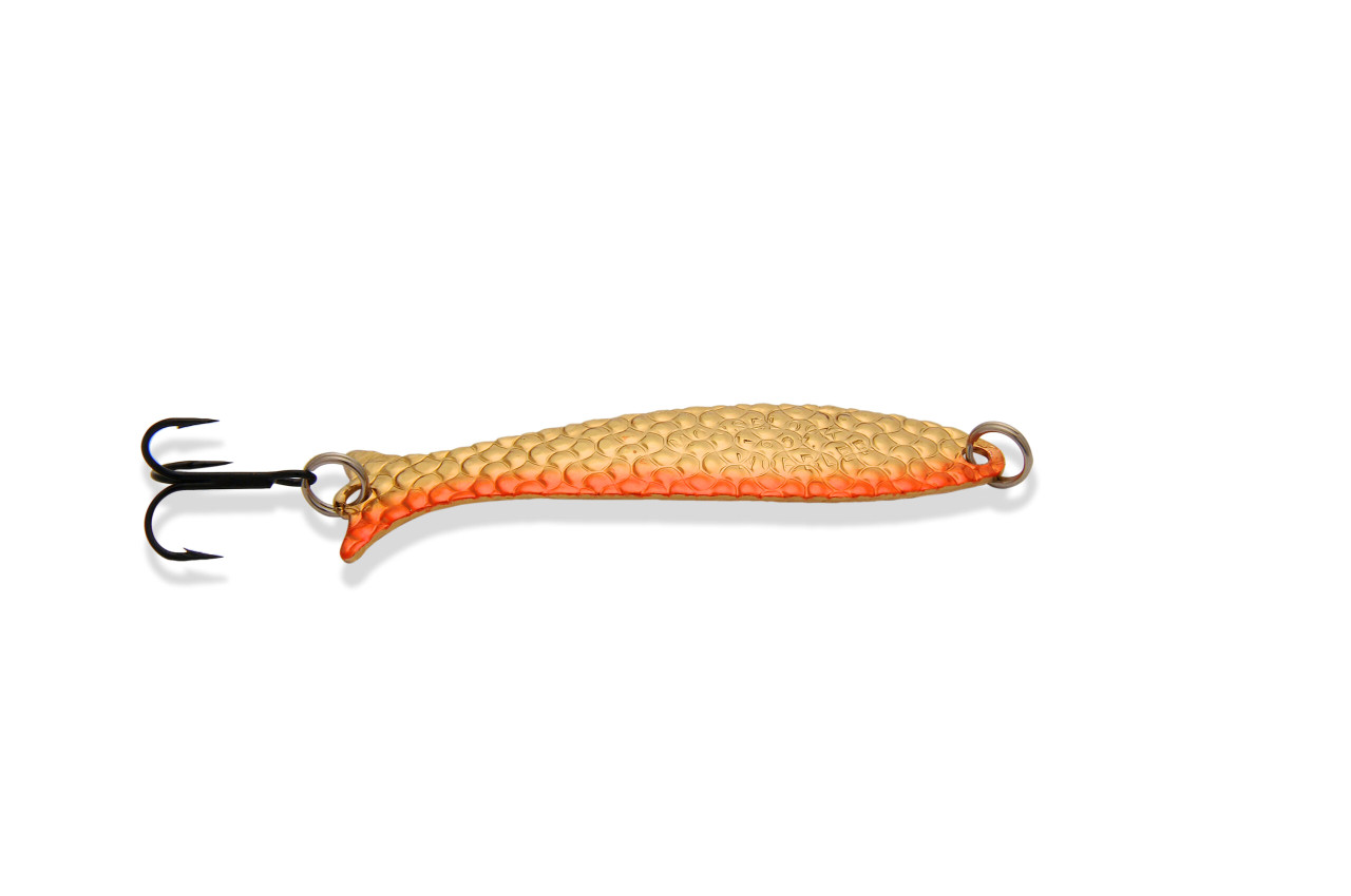 Mooselook Wobbler Spoon, 3-7/8", 3/8 oz, Gold Orange NuWrinkle
