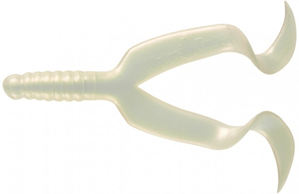 Mister Twister 4" Double Tail, White Pearl, 10pk