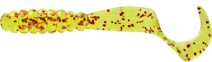 Mister Twister 3" Meeny Curly Tail, Chartreuse Red Flake, 25pk