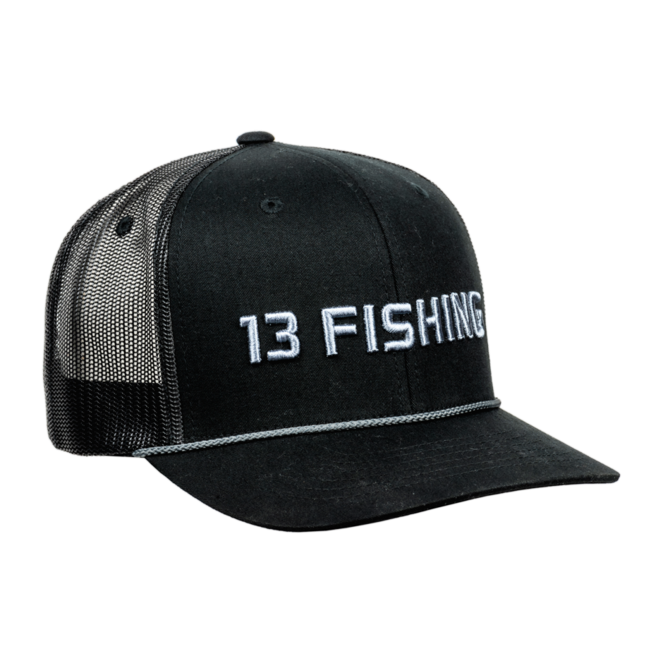 13 Fishing Rope Mesh Back Hat, Black