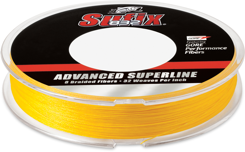 Sufix 832 Advanced Superline Braid, 20 Lb, 150 Yd, Hi-Vis Yellow