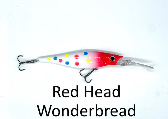 WNC Reaper Crankbait, 4.5", 20'+ Depth, Red Head Wonderbread