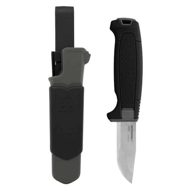 Morakniv Amberg Compact Knife, 3.03" Fixed Blade, Black, w/ Click-On Mount and Sheath