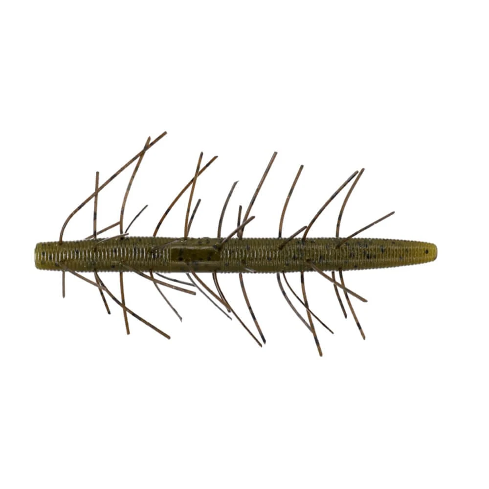 Yamamoto 4" Fuzzy Senko, Green Pumpkin Black Flake, 5pk