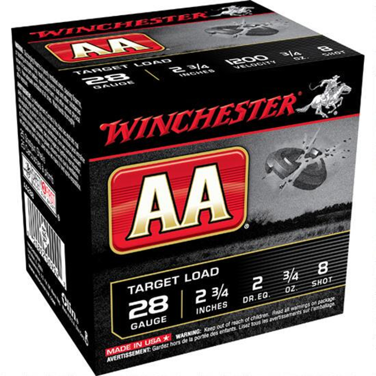 Winchester AA Target 28 Ga 2 3/4", 3/4 Oz #8 Lead, 25 Rds