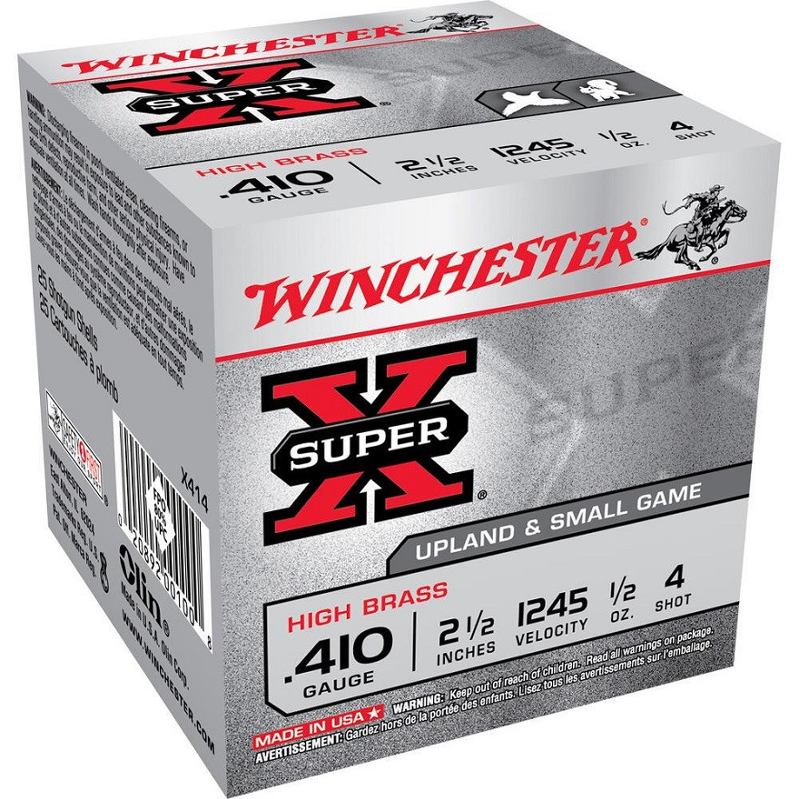 Winchester Super X Hi Brass 410 Ga 2 1/2", 1/2 Oz, #4 25 Rds