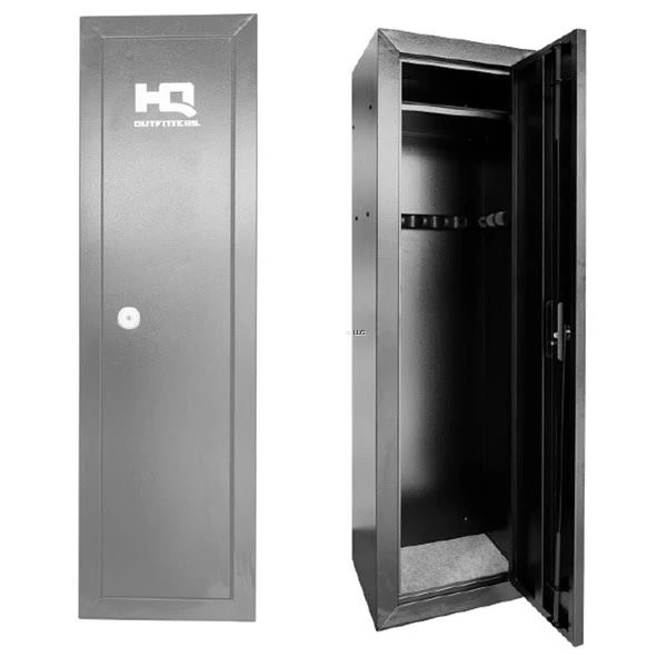 HQ Outfitters 10 Gun Steel Cabinet, 53" x 15.5" x 14", Key Lock, Grey
