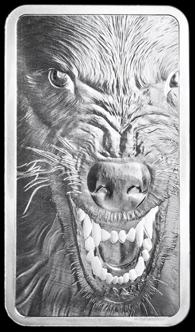 Sticker Draw, 10 oz PAMP American Wolf Silver Bar #1