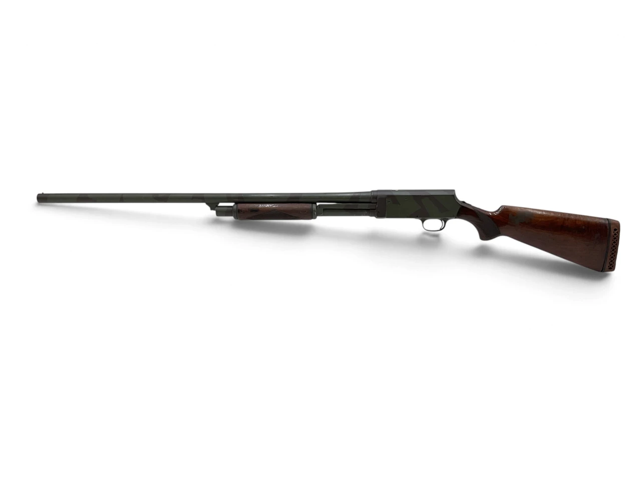T.Eaton Model 30 Ranger Pump Action Shotgun 12Ga 2.75" Chamber 30" Barrel Camo And Wood Stock
