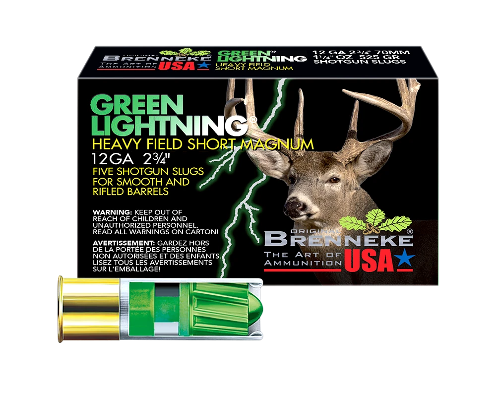 Brenneke Green Lightning 12Ga 2-3/4", 1-1/4oz Slug, 5 rnds