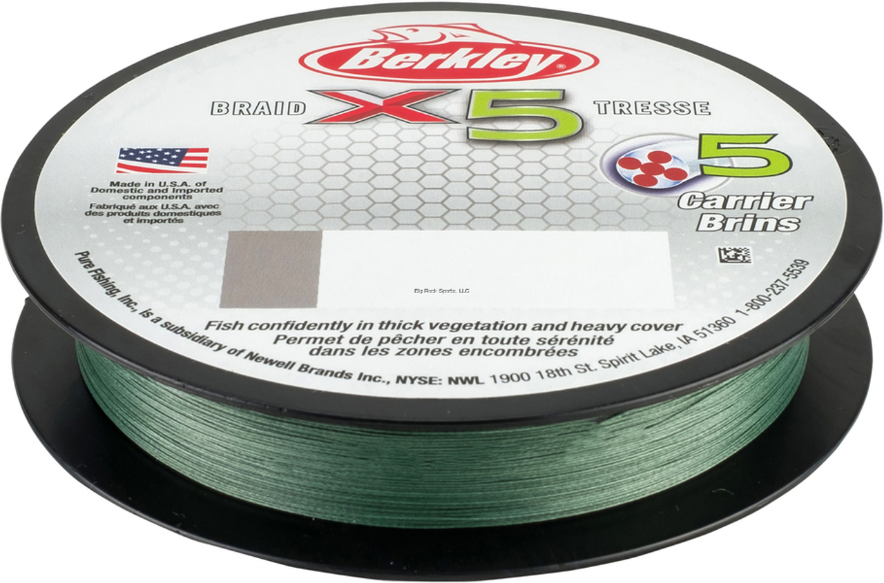 Berkley X5 Braid Filler Spool 150m, 8lb Test, Low Vis Green