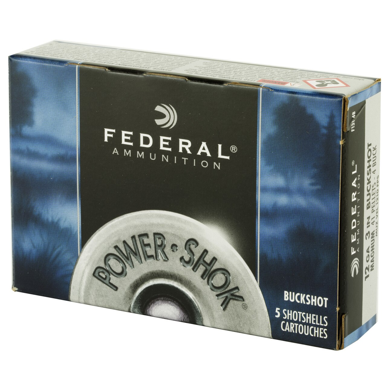 Federal Power Shok 12 Ga Mag, 3", #4 Lead Buckshot, 5 Rds