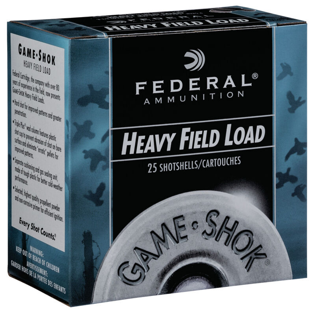 Federal Game Shok Heavy Field 12 Ga, 2 3/4", 1 1/4 Oz, Lead #4, 25 Rds