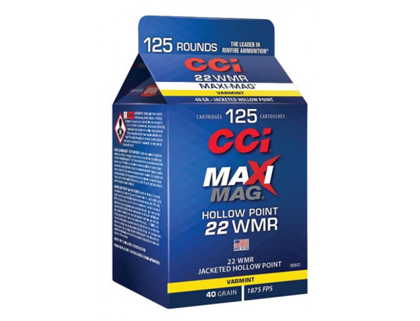 CCI 22 WMR  Maxi Mag, 40 Gr, JHP, 125 Rds
