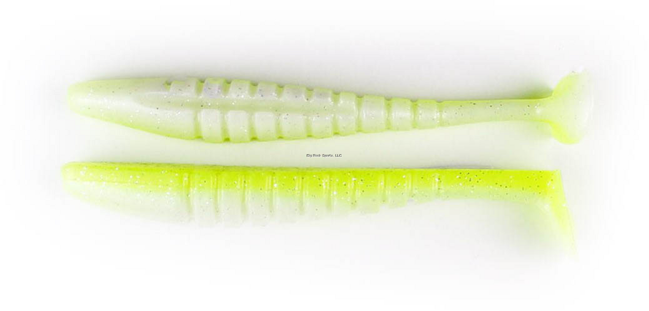 X Zone 5.5" Pro Series Mega Swammer, Chartreuse Pearl, 4 Pk