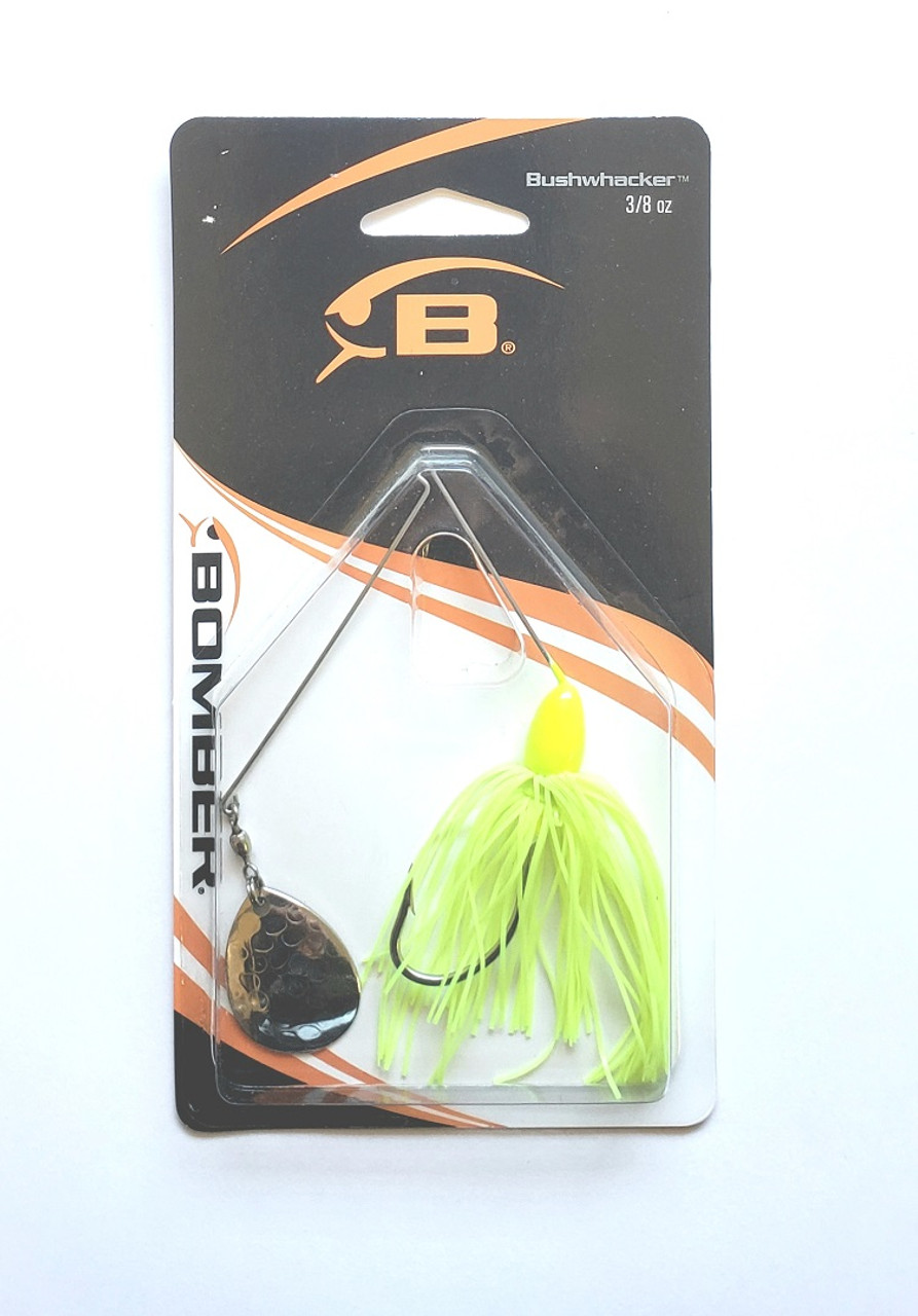 Bomber Bushwacker, Single, Spinnerbait, 3/8 Oz, Chartreuse/ Silver