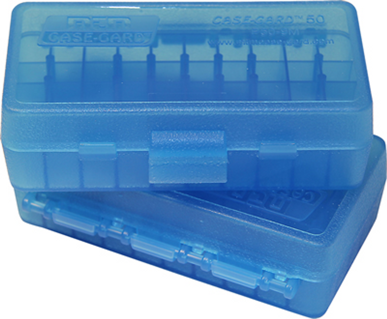 MTM 50 Round Flip Top Ammo Box, 45 ACP, Clear Blue