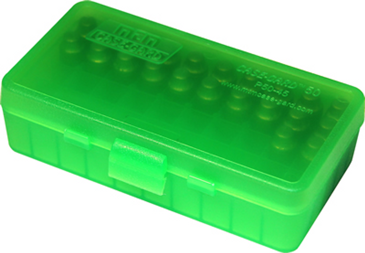 MTM 50 Rd Flip Top Ammo Box, 9mm, Clear Green