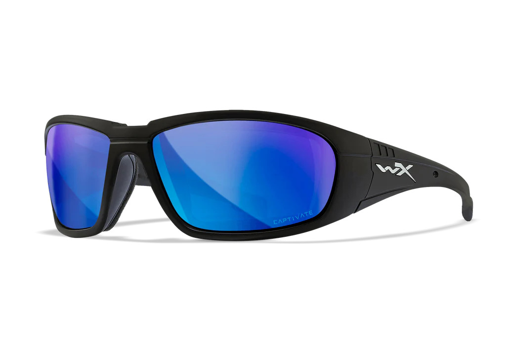 Wiley X Boss, CAPTIVATE Polarized Blue Mirror Lenses, Matte Black Frame