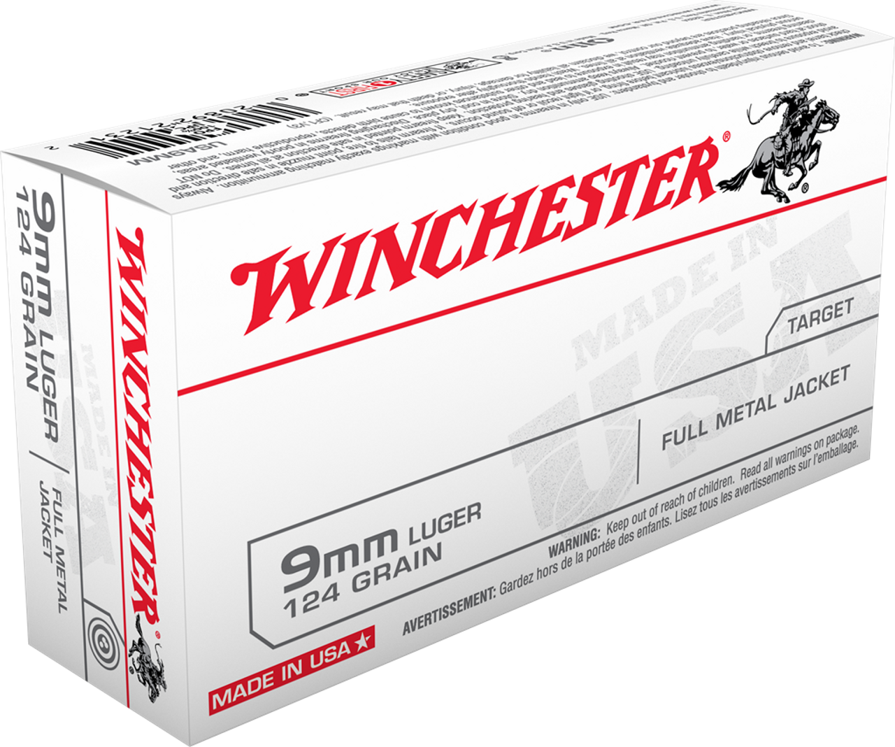 Winchester USA 9mm 124 Gr, FMJ, 50 Rds