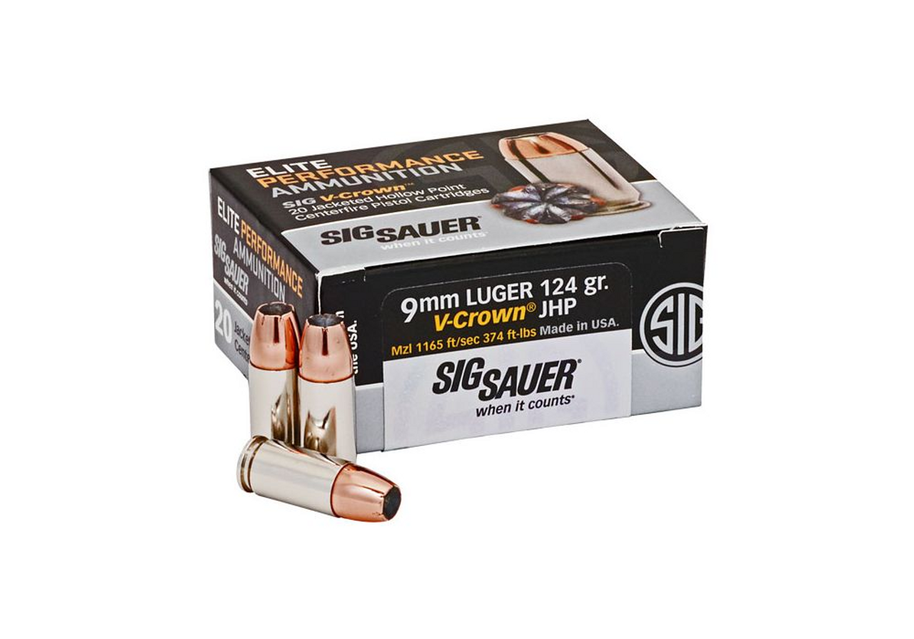 Sig Sauer Elite V-Crown 9mm, 124 Gr, JHP 20 Rds