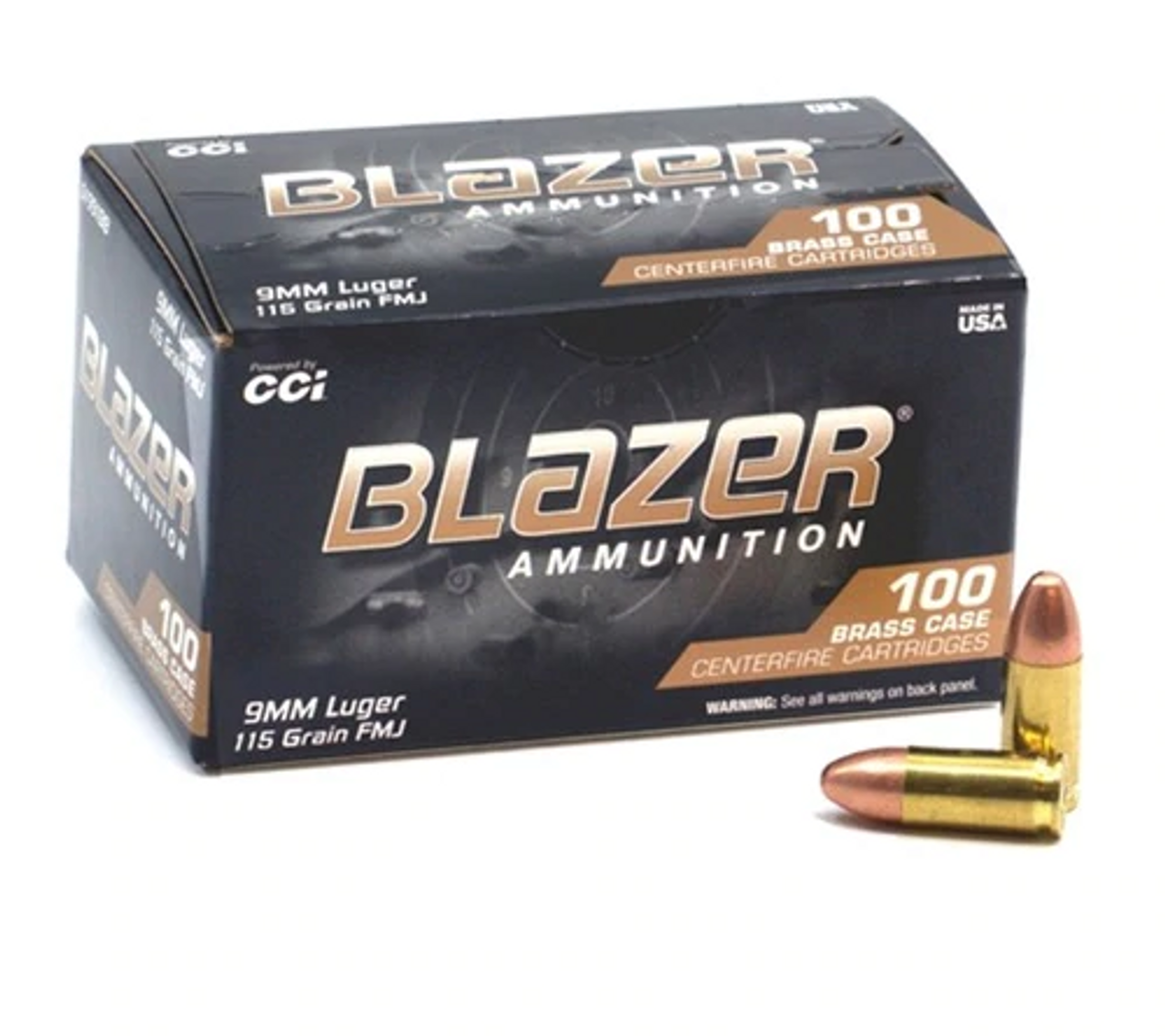 CCI Blazer Brass 9mm Luger, 115 gr FMJ, 100 Rnds