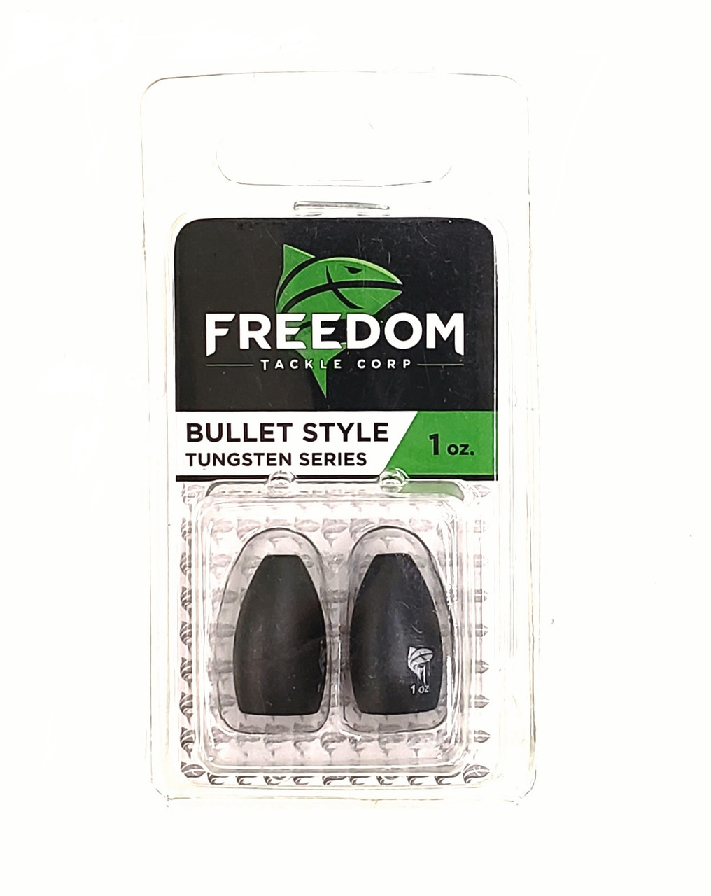 Freedom Tackle Tungsten Bullet Weight, 1 Oz, Black 2 Pk