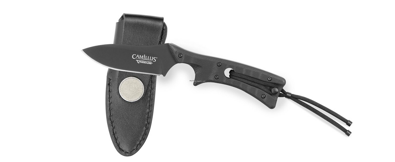 Camillus Tyrant 3" Fixed Blade W Leather Sheath and Sharpener