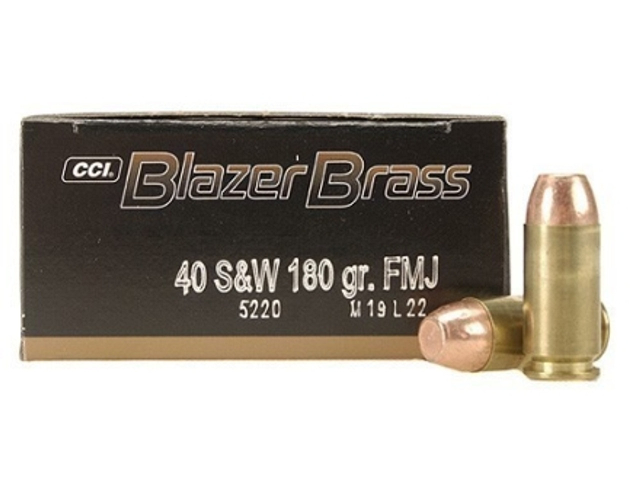 CCI Blazer Brass Cased 40 S&W 180gr FMJ, 50 Rds
