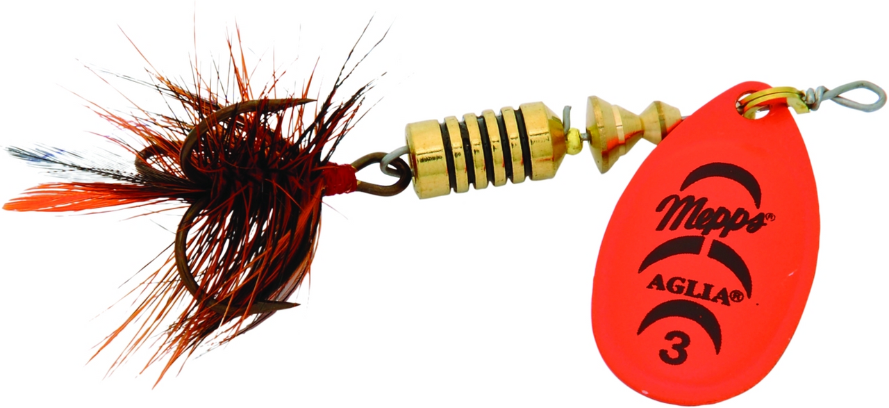 Mepps Aglia In-Line Spinner, #3, 1/4 Oz, Dressed Fluorescent Red