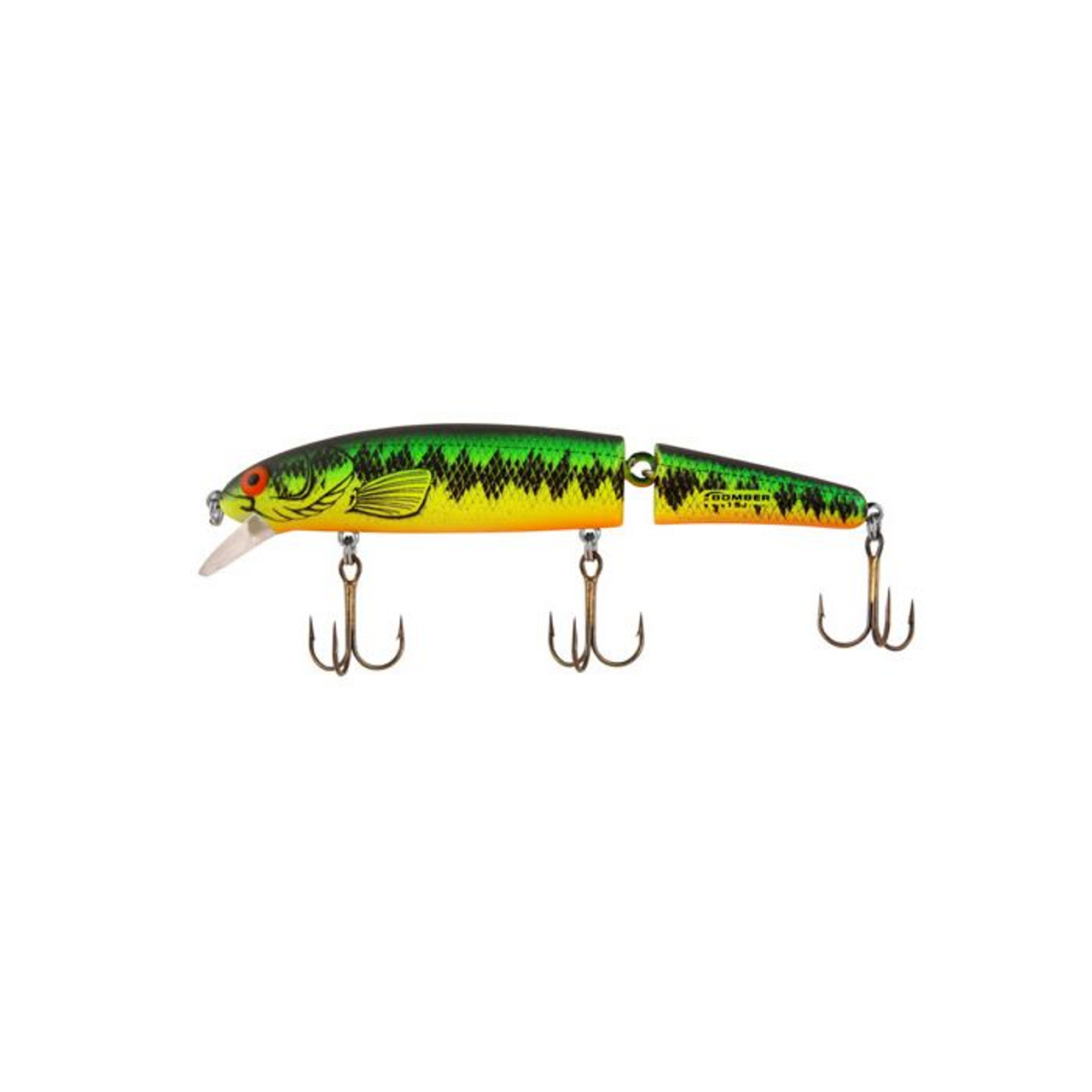 Bomber Jointed Long A Minnow, 4 1/2", Fire Tiger Bass