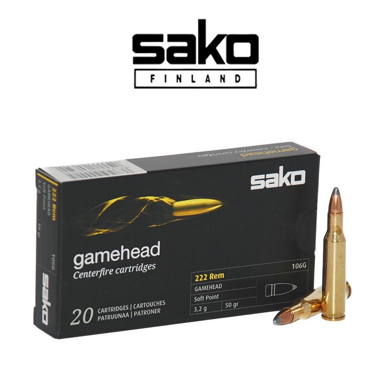 Sako Gamehead 222 Rem 50 Gr, SP, 20 Rnds