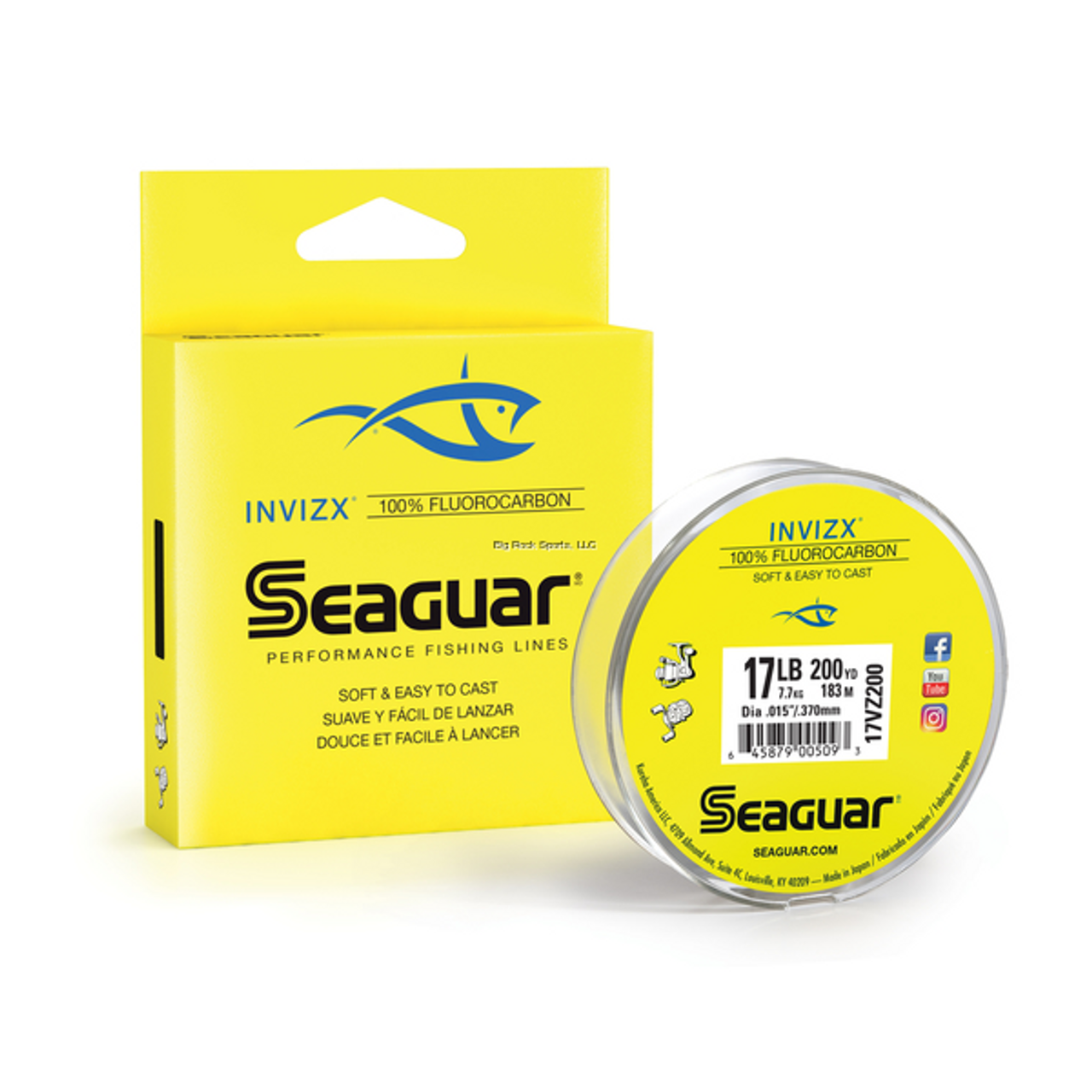 Seaguar InvizX Florocarbon Main Line, 17lb, 200 Yard