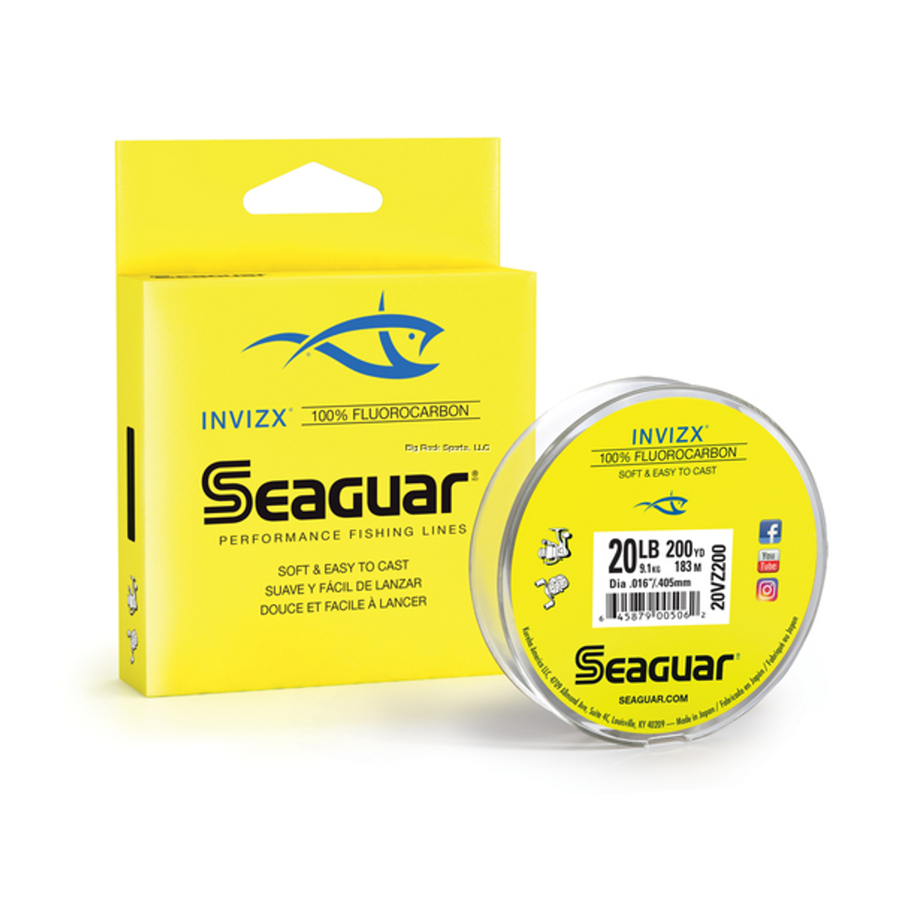 Seaguar InvizX Florocarbon Main Line, 20lb, 200 Yard