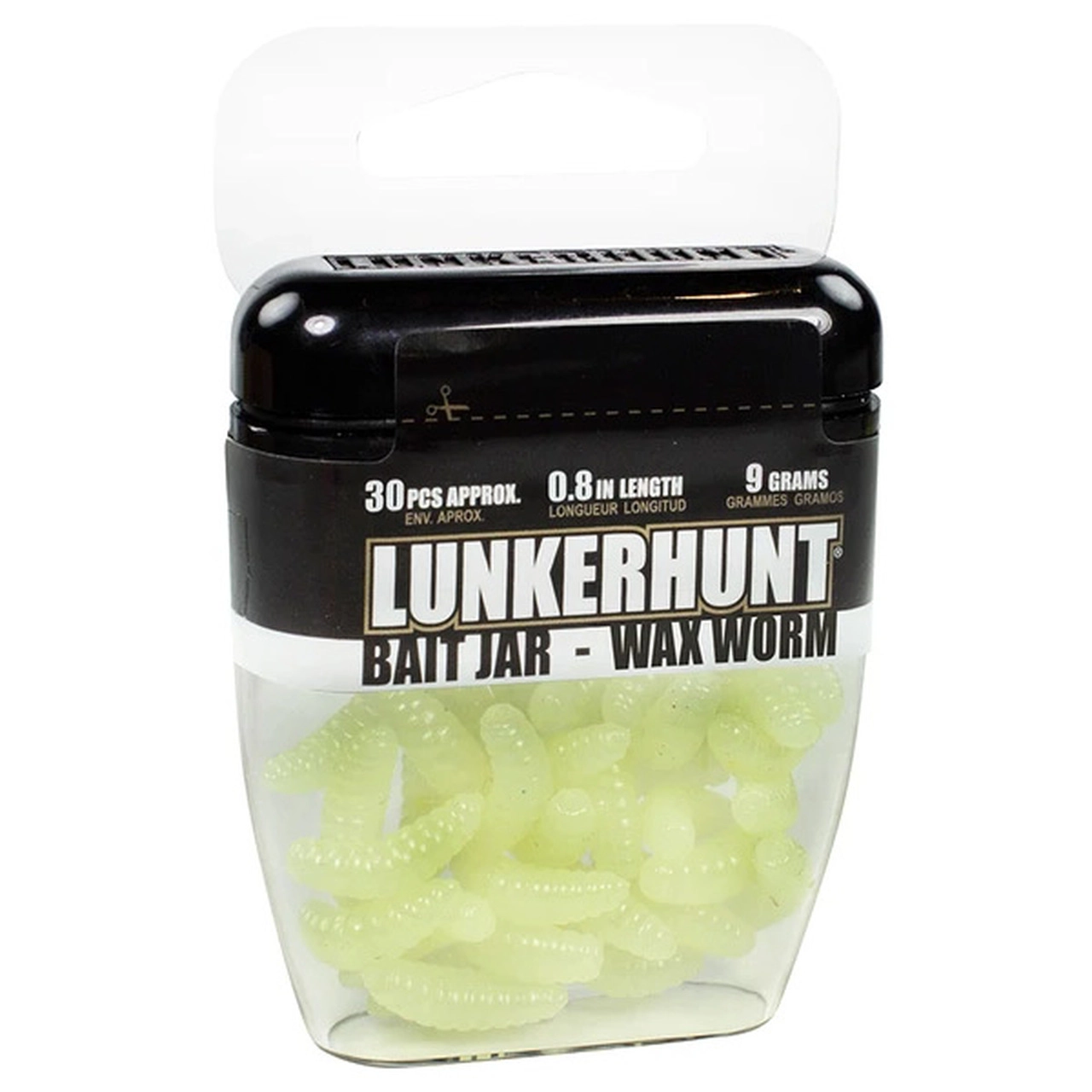 Lunkerhunt Wax Worm Bait Jar, Glow