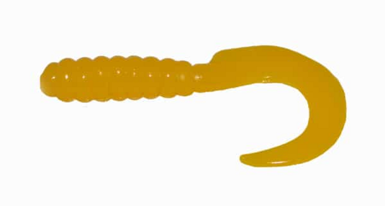 Big Bite Baits 3" Curl Tail Grub, Yellow, 10 Pack