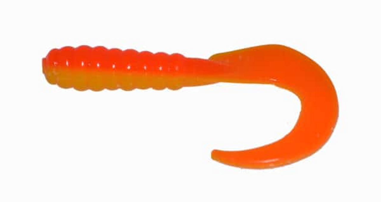 Big Bite Baits 3" Curl Tail Grub, Orange/ Yellow, 10 Pack