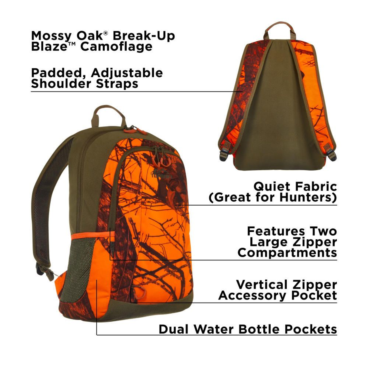 Allen Terrain Delta Mossy Oak Daypack, Mossy oak Break-up Blaze Camo