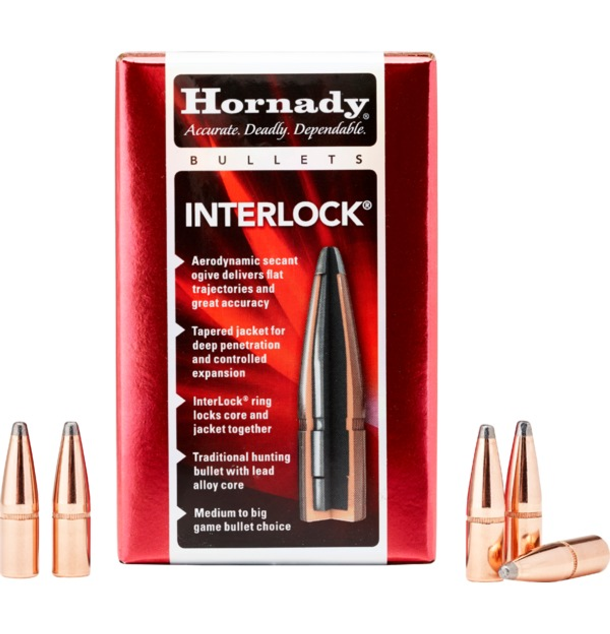 Hornady Interlock 30 Cal. (.308") Projectiles, 180 gr SP, Box of 100
