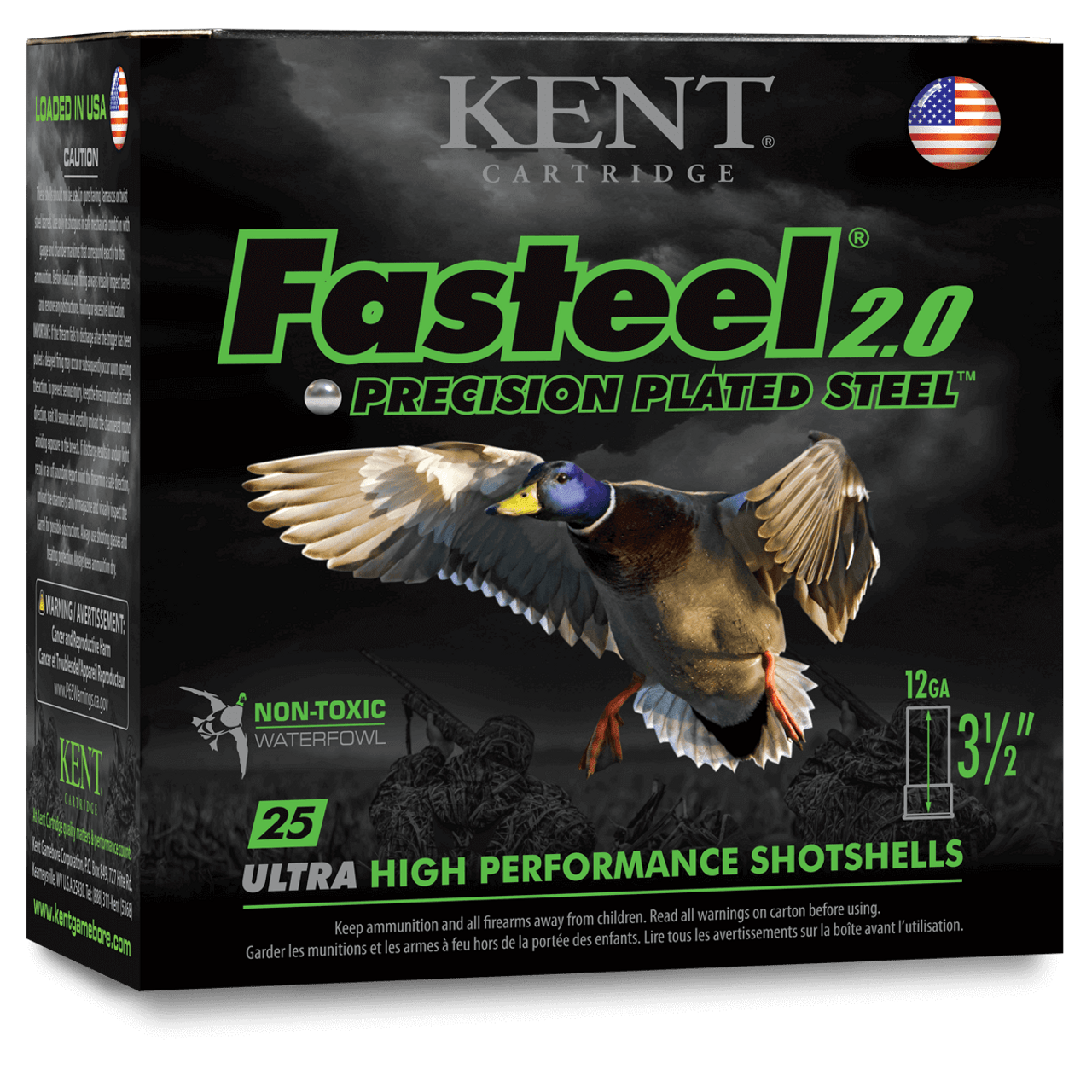 Kent Fasteel 2.0 12 Ga, 2 3/4", 1 1/16 Oz, #2, 25 Rds