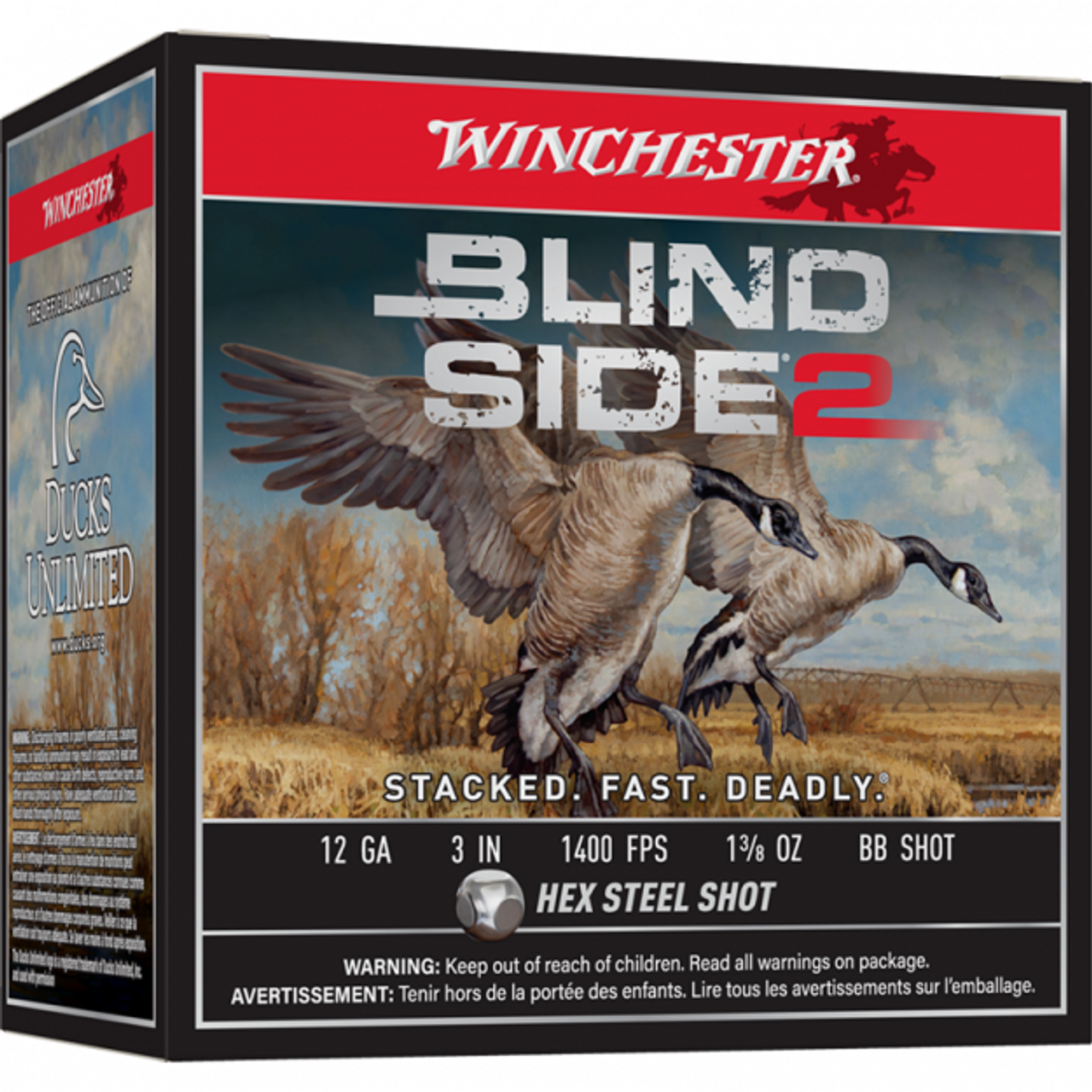 Winchester 12 Ga Blind Side 2, 3", 1 3/8" BB Steel Shot, 25 Rnds