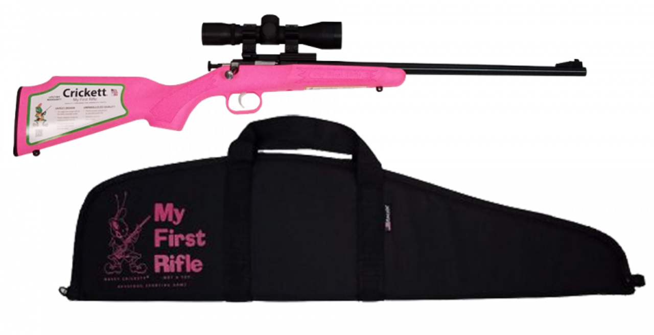 Keystone Crickett Single Shot Rifle, 22 LR, 16.13" Barrel, Pink w/Scope and Case
