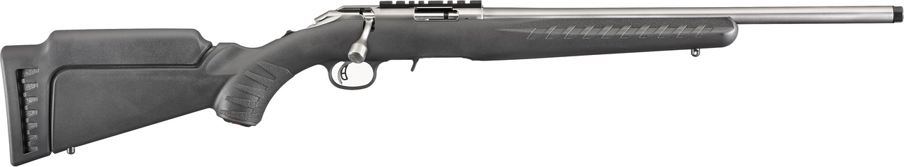 Ruger American Rimfire .22 LR, 18" Threaded Stainless Barrel, Black Synthetic