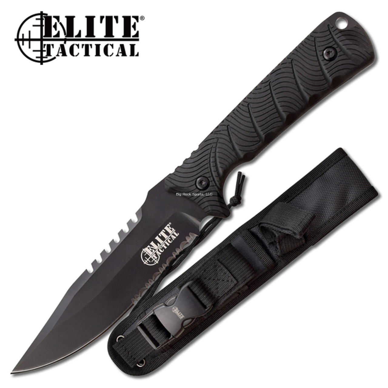Elite Tactical Backdraft 5" Fixed Knife, Serrated Steel Blade