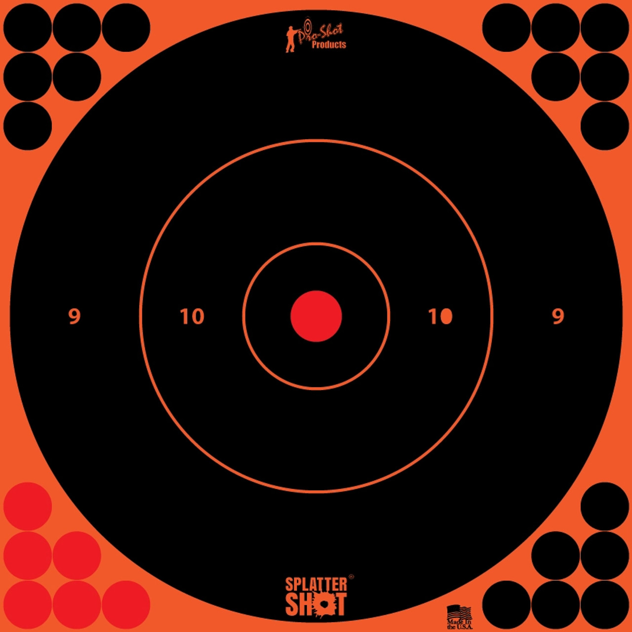 Pro-Shot 12" Splatter Shot Orange Bullseye Target Peel & Stick, 5 Pack